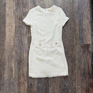 BeBop White Tweed Dress w/ gold pearl buttons size XS